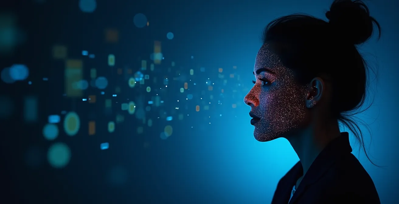 Abstract representation of biometric scanning technology for identity verification