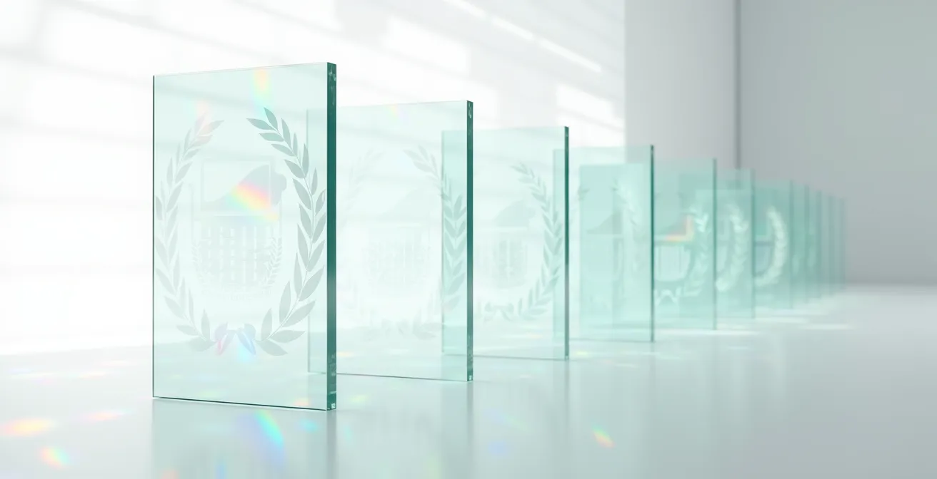 Multiple transparent layers showing different levels of ESG compliance verification