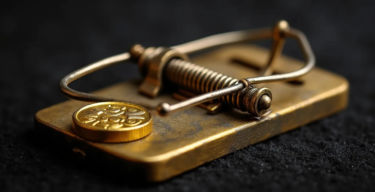 Macro photography showing the illusion of high returns versus default risk