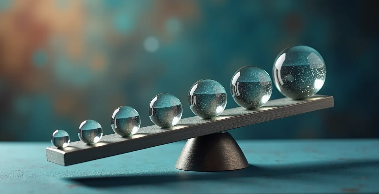 Abstract representation of position sizing adjustment with volatility