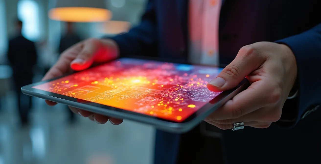 Heat map visualization showing customer movement patterns in a retail shopping center