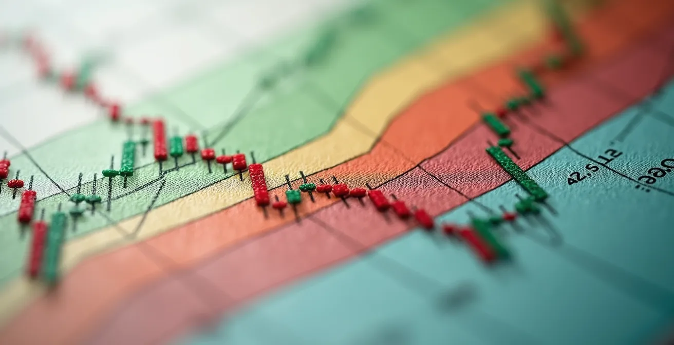 Macro view of trading zone analysis with volume indicators